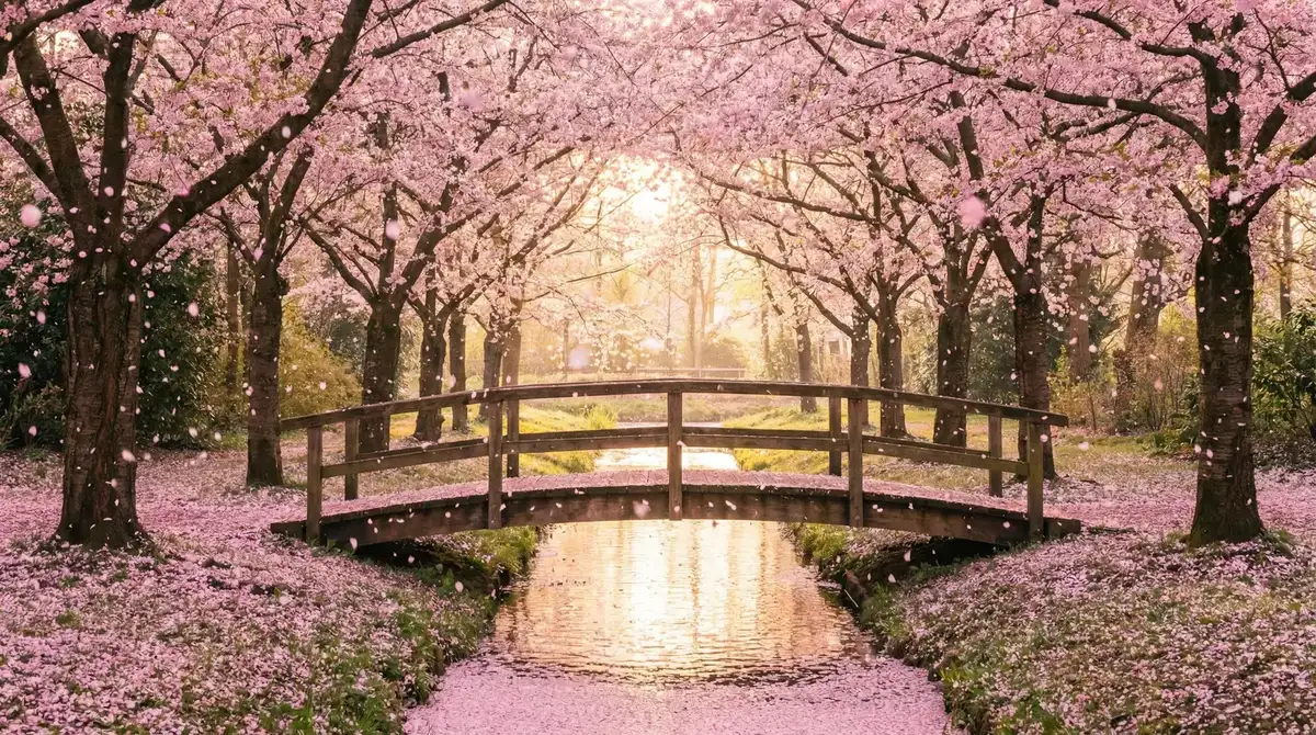 樱花桥畔 - www.aqd.com 唯美风景
